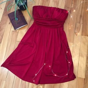 Strapless Red midi/knee-length dress